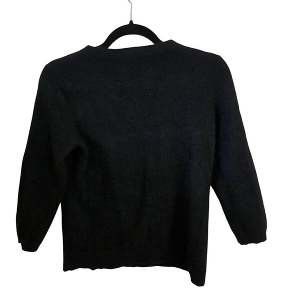Talbots Pure Cashmere Black 3/4 Sleeve Crewneck Sweater Quiet Luxury Size L* - Picture 3 of 7